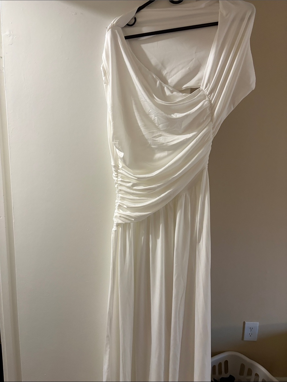 Elegant White Draped Maxi Dress - Women